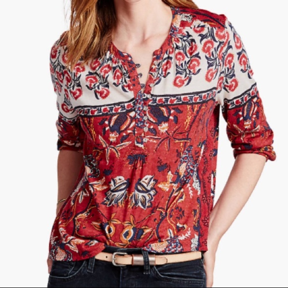 🆕 Lucky Brand patterned henley shirt
